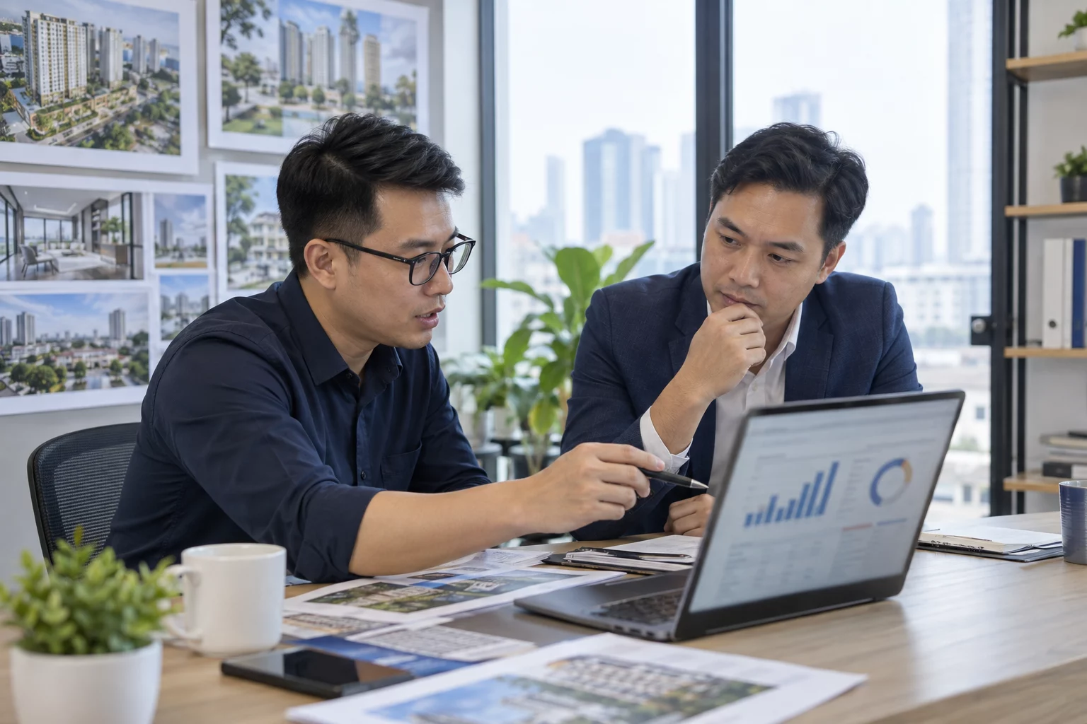 Nhóm tư vấn phân tích nhu cầu tìm kiếm dự án và cơ hội tạo khách hàng tiềm năng cho doanh nghiệp bất động sản