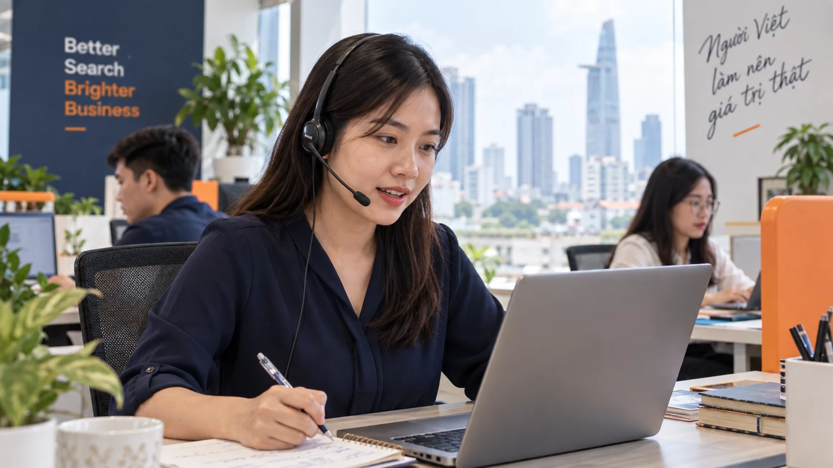 Đội ngũ chăm sóc khách hàng tiếp nhận yêu cầu và hỗ trợ doanh nghiệp trong quá trình triển khai dịch vụ SEO