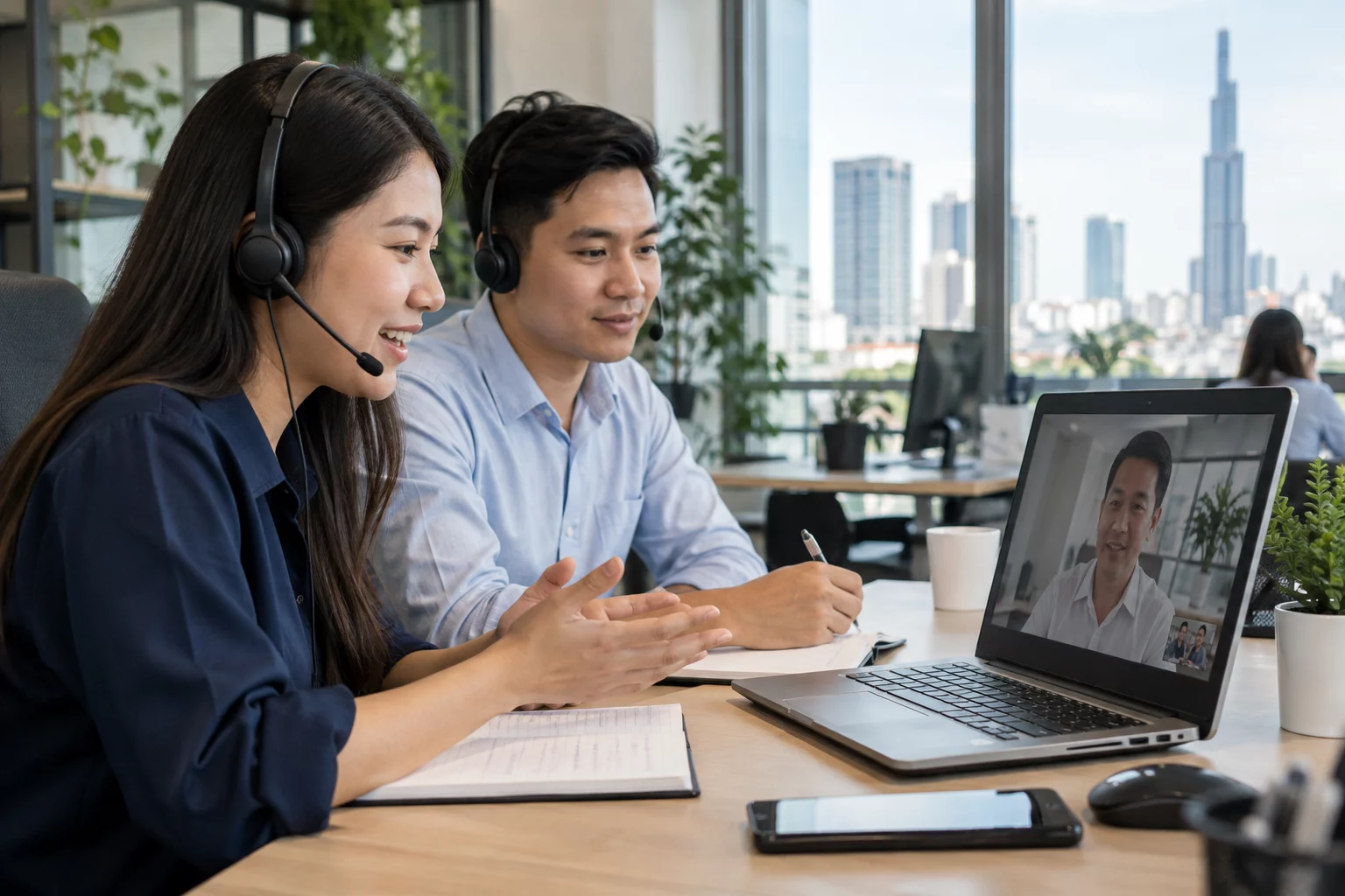 Đội ngũ chăm sóc khách hàng tiếp nhận yêu cầu và hỗ trợ doanh nghiệp trong quá trình triển khai dịch vụ SEO